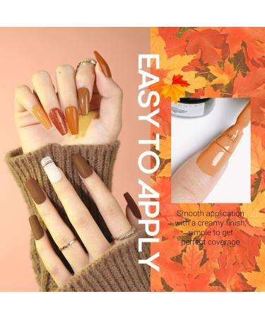 Modelones Gel Nail Polish 6 Colors Fall Brown Gold Gel Polish Set Orange Yellow Glitter Nail Polish Gel Soak Off UV Gel Nail Kit Holiday Manicure Nail Art Gifts for Women Girls DIY Home Salon - Buy Online on GoSupps.com