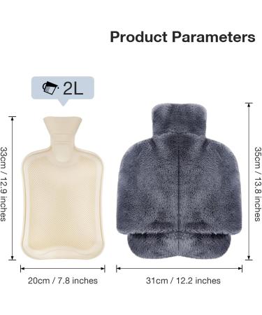 MIIKUU 2L Electric-Free Foot Warmer Heat Bottle - Comfortable Heating Sac for Women & Adults - Gray (38x32cm) - Ideal Foot Heater for Cozy Warmth - Buy Online on GoSupps.com