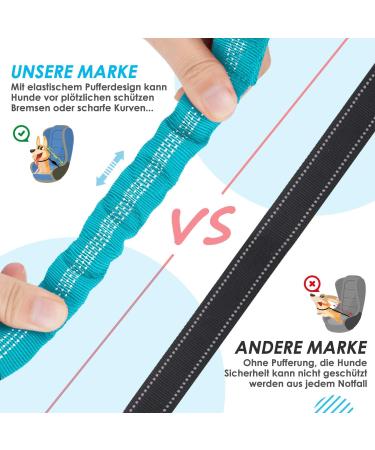 Slowton 2-in-1 Dog Car Seat Belt - Tangle-Free Durable & Adjustable Reflective Dog Safety Belt for Small Dogs - Azure Blue - Buy Online on GoSupps.com