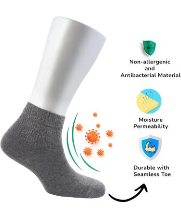 Cosyfeel Women Loose Diabetic Socks | 4-Pack Neuropathy Ankle Socks for Ladies | Super Soft Eco-Friendly Bamboo Material | Durable with Seamless Toe | Multicolour Patterns | 4 Seasons 4-7 SMOKE - Buy Online on GoSupps.com