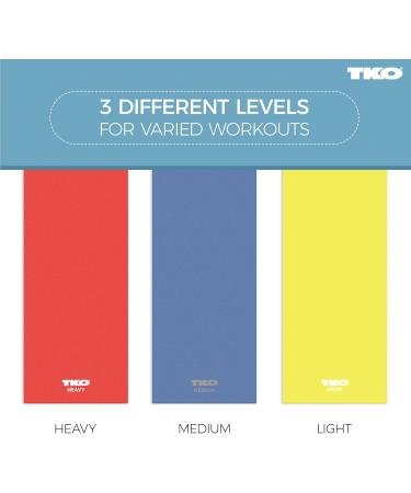 TKO Resistance Bands Set - 3 Pack | Flat Elastic Exercise Gear for Men & Women | Light Medium Heavy Resistance Levels for Fitness & Workout - Buy Online on GoSupps.com