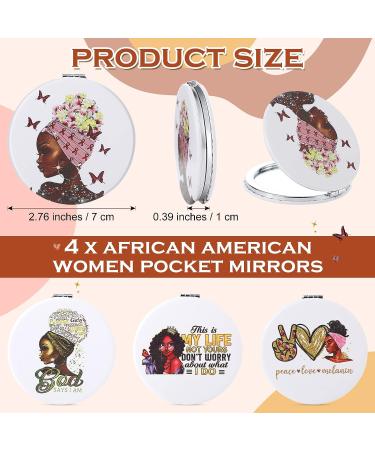 Fumete 4 Pcs African Women Compact Mirror Set - Double Sided Folding Pocket Mirror for Women and Girls - Portable Travel Makeup Mirror - Buy Online on GoSupps.com