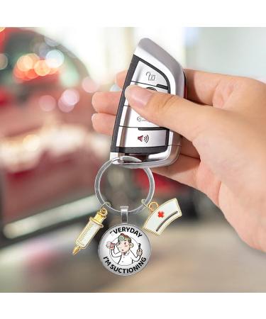 YAZMEEN Funny Transparent Cabochons Keychain - Ideal Gift for Nurses Doctors & Office Workers | Unique Pendant Metal Keychain - Buy Online on GoSupps.com