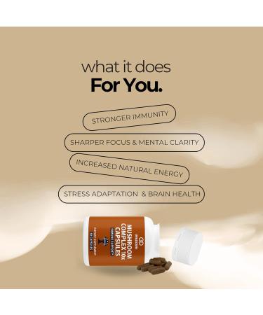 Up&Down Supplements Mushroom Complex 10X | Brain Focus Immune Support Energy & Clarity | Lions Mane Cordyceps Reishi Chaga Turkey Tail Blend | Made in USA | Vegan Non-GMO Gluten Free | 60 Capsules - Buy Online on GoSupps.com