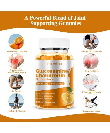 Glucosamine Chondroitin Gummies with MSM & Elderberry Extra Strength - Joint Support Antioxidant Immune Support Supplement for Adults Men & Women Minerals coenzyme Q10 DHA - 60 Orange Gummies - Buy Online on GoSupps.com