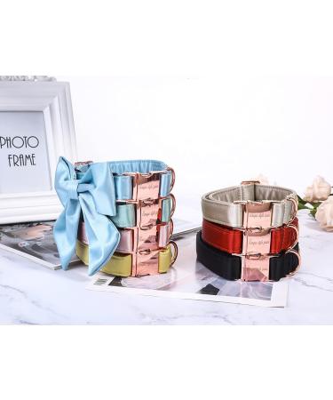 Unique Silk Blue Dog Collar with Bow | Durable & Stylish XL Collar for Large Dogs - Buy Online on GoSupps.com