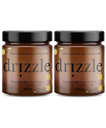 Drizzle Cacao Luxe Raw Honey - Superfood Mood & Energy Blend - Rich in Nutrients and Beneficial Enzymes - Notes of Cacao & Ceylon Cinnamon - 100% Raw Pure Honey - Gluten-Free Paleo-Friendly (Pack of 2) 350g Cacao Luxe 350 g (Pack of 2)