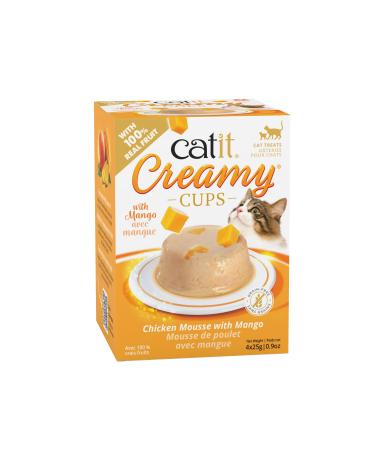 Catit Creamy Cups Chicken Mousse with Mango 4 x 25g Cat Food Wet Cat Food Cat Food Wet Nourriture Pour Chat Cat Wet Food Wet Cat Food Pate