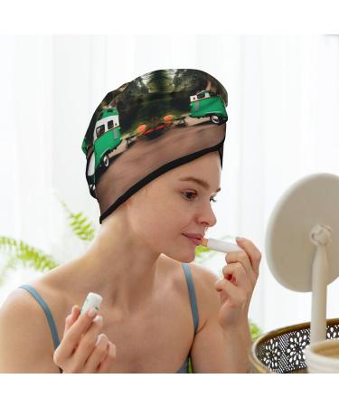 Happy Camper Green Coral Velvet Dry Hair Cap | Ideal for Home Travel Pool Parties & More - Quick Drying & Soft Comfort - Buy Online on GoSupps.com