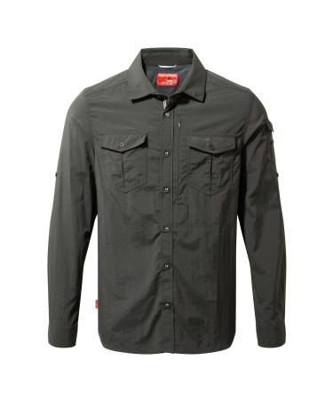 Craghoppers Mens NosiLife Adventure II Sun & Insect Protective Long Sleeved Shirt (CMS605) M Black Pepper