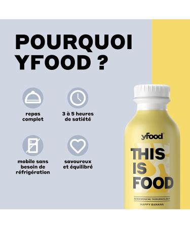 yfood Happy Banana Ready-to-Drink Meal THIS IS FOOD Meal Replacement 34g Protein 26 Vitamins & Minerals (12 x 500ml) Banana Flavour - Buy Online on GoSupps.com