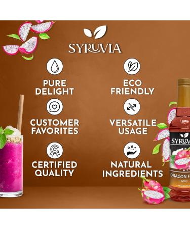 Syruvia Dragon Fruit Syrup - Premium Flavoring Syrup for Tea Italian Sodas Beverages Desserts Ice Cream Cocktails & Mocktails - Kosher Gluten Free - 25.4 fl oz. - Buy Online on GoSupps.com