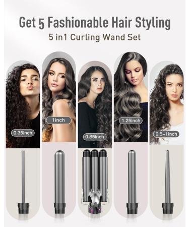 Lockenstab Set 5 in 1 - Curly Bars 3 Barrels for Large Curls Ceramic Curlers with Temperature Adjustment Fast Heating Gloves & Clips - Gold - Buy Online on GoSupps.com