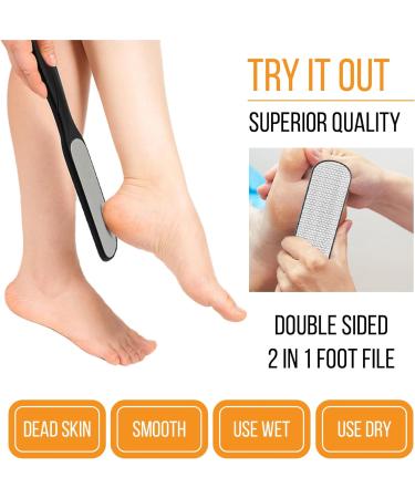 TYGA Double-Sided Foot File Coarse & Fine Dry & Wet Stainless Steel Pedicure Care Tool Callus Remover for Feet Multidirectional Nickel Hard Skin Removal Washable Spa and Skin Care (Black) - Buy Online on GoSupps.com