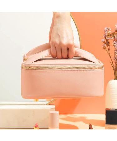ROWNYEON Cute Travel Makeup Bag with Bow-knot Handle | Portable Waterproof Toiletry Pouch in Pink - Buy Online on GoSupps.com