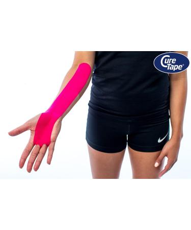 Curtape Sports Kinesiology Tape - 25% More Adhesive Power Waterproof & Latex-Free T V Certified 5cm x 5m Pink - Ideal for Injury Support & Pain Relief - Buy Online on GoSupps.com