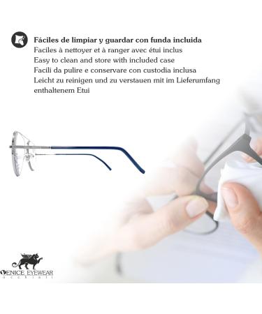 Blue Light Filter Reading Glasses - Venice Silver Metal Pilot for Men & Women - +2.50 Anti Blue Light Computer Glasses for Gamers - Buy Online on GoSupps.com