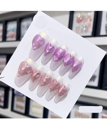 Handmade Long and Short Nail Patches for Artificial Nail Enhancement(Color:19539 Size:S)