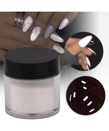 Agatige Glow in The Dark Pigment Powder Professional Nail Reflective Pigment Metallic Powders Decor for Nail Art Decoration Painting Crafts 20g(White) - Buy Online on GoSupps.com