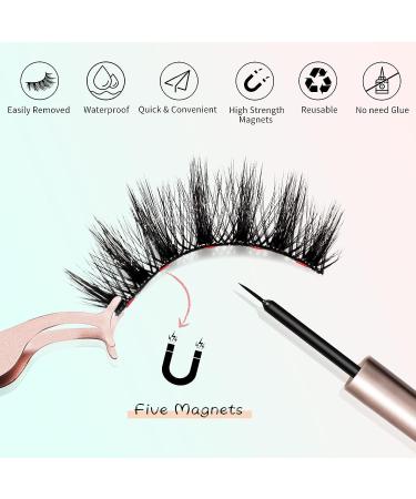 10 Pairs Magnetic Eyelashes Set with 2 Magnetic Eyeliner & Tweezers - Natural Look, Reusable False Lashes - Buy Online on GoSupps.com