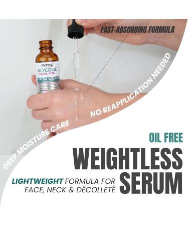 Alozera AHA Serum for Face with Glycolic Acid & Lactic Acid AHA Exfoliating & Pore-Refining Treatment for Smoother Renewed Skin Concentrated Yet Gentle & Effective Night Time Serum - Buy Online on GoSupps.com