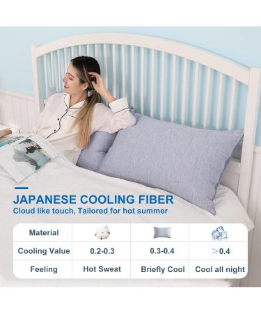 HOMFINE Cooling Pillow Cover Set (2) - 40x80 Kuhlmatte for Night Sweats Soft Side Sleeper Cushion Double-Sided ARC Chill Fiber Perfect for Summer - Blue - Buy Online on GoSupps.com