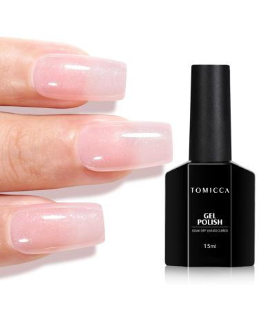 Tomicca uv nail polish glitter beige rose 15ml glitter beige rose gel nail polish UV LED SOAK off manicure gel lacquer varnish 15ml glitter beige pink