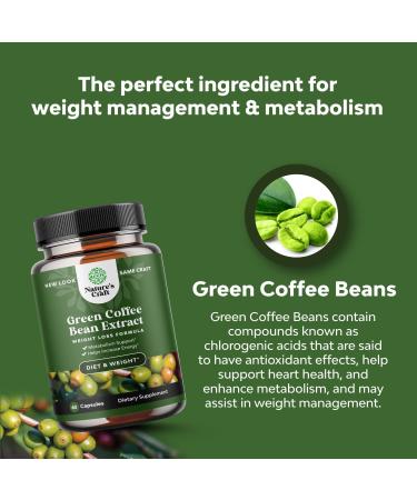 Pure Green Coffee Bean Extract 800mg for Weight Loss & Energy | Natural Appetite Suppressant with Chlorogenic Acid - 60 Capsules - Buy Online on GoSupps.com