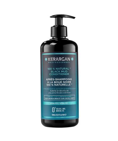 Kerargan - Apr s-Shampoing Revitalisant la Boue Noire de la Mer Morte - Vitalit & Hydratation - Cheveux Gras Cuir Chevelu Irrit - Purifie & Restaure - Sans Sulfate GMO Huile Min rale - 500ml