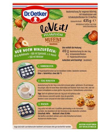 Dr. Oetker LoVE it! Vegan Hazelnut Muffins 410g Plant-Based Baking Mix for Delicious Treats - Buy Online on GoSupps.com