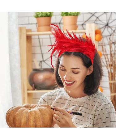 Feather Fascinator Headband Tea Party Headwear 1920s Headbands Flapper Headpieces 1920s for Women (Red) 1 Red - Buy Online on GoSupps.com