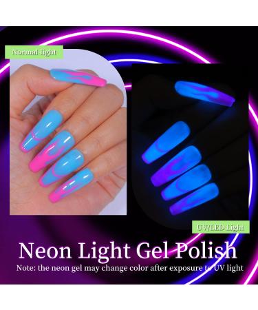 Glow in the Dark Gel Nail Polish Set - Neon Fluorescent Bright Colors with Luminous Effect | 12PCS - Buy Online on GoSupps.com