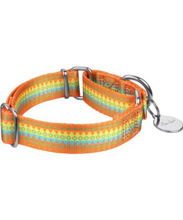 Dazzber Martingal Collars for Dogs | Adjustable Heavy-Duty Soft Smooth | Large/Small | 2.5cm Wide | Orange & Yellow - Buy Online on GoSupps.com