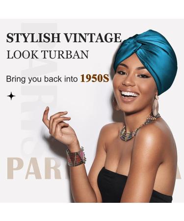 PARISBELLA Reversible Silky Satin Bonnet for Sleeping - Adjustable Sleep Cap for Women - Peacock Blue - Buy Online on GoSupps.com