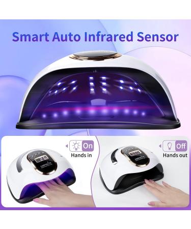 Canvalite UV Nail Lamp 168W: Professional Gel Nail Dryer with Automatic Sensor, 4 Timer Settings, LCD Display - Perfect for Home Salon Use - Buy Online on GoSupps.com