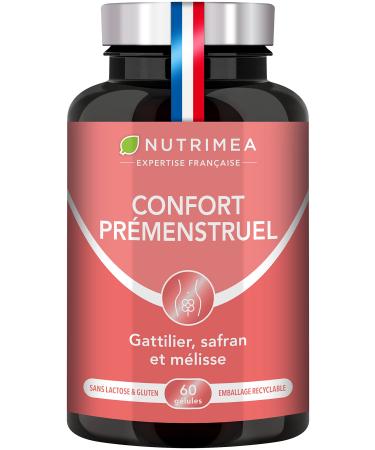 Premenstrual Comfort - Soothes Premenstrual Syndrome and Painful Periods - Melissa Chatthouse & Safran Patented Safr'inside - Nutrimea - 60 Vegan Capsules - Made in France