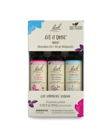 Bach Original Flower Remedies - GET IT DONE Trio Kit - For Motivation (Non-Alcohol Formula) - Natural Homeopathic Flower Essence - Vegan - 3 x 10mL Droppers Get It Done (Elm Impatiens Vervain) 10 mL (Pack of 1)