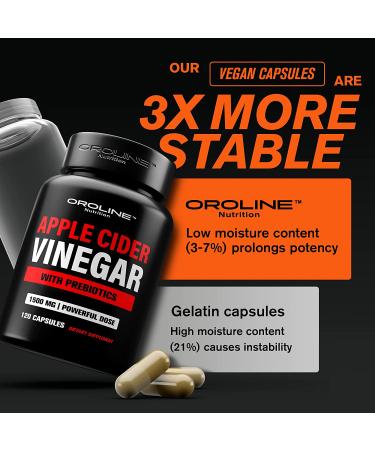 Organic Apple Cider Vinegar Capsules with Prebiotics - 1500mg ACV Diet Pills for Appetite Suppressant, Energy, Gut Health & Immune Support - Men & Women - Buy Online on GoSupps.com