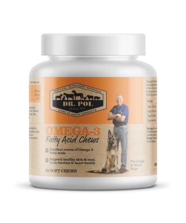 Dr. Pol Omega 3 Fish Oil for Small Dogs and Cats - Omega 3 Soft Chew with Vitamin E - Itch Relief for Dogs & Cats - Anti Shedding Treatment - Supports Brain, Heart, & Joint Health 90 Count