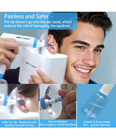 BOCOOLIFE Electric Ear Wax Removal Kit Water Flushing Irrigation System Ears Flush Cleaner Powered with 4 Pressure Settings Safe & Effective Ear Cleaning Kit Includes 30 Tips Basin - Buy Online on GoSupps.com