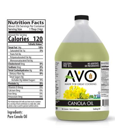 AVO Non-GMO Expeller Pressed Canola Oil - 1 Gallon | Certified & High-Quality - Buy Online on GoSupps.com