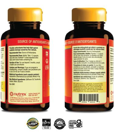 BioAstin Hawaiian Astaxanthin 4mg 120ct Antioxidant Grown in Hawai'i 120 count (Pack of 1) - Buy Online on GoSupps.com