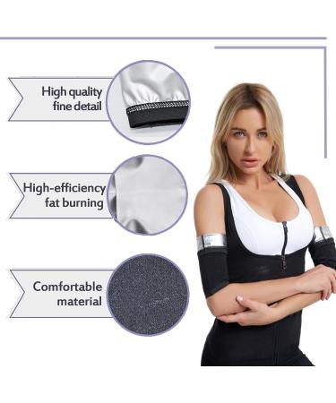 Buy Angelkiss Sauna Arm Shaper - Elastic Compression Sleeves for Slimming Arms | Fitness & Sport | XXL/3XL Black & Silver - Buy Online on GoSupps.com