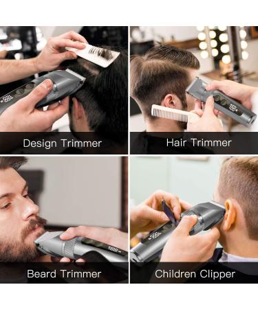 BerBizz Hair Clipper Professional Hair Trimmer Men's Hair Trimmer Beard Trimmer Precision Trimmer Waterproof Long Hair Trimmer Set LED Display for Men Children and Family (Gray) - Buy Online on GoSupps.com