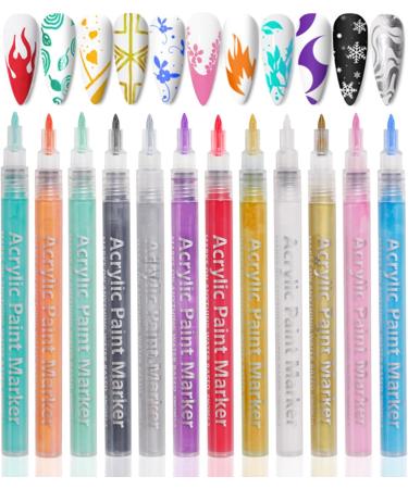 12PCS/Set Nail Art Pens 12 Colors Nail Polish Pens Quick Dry Nail Art Paint Smooth Graffiti Dotting Pen Waterproof Drawing Painting Nail Polish Design Pens - Buy Online on GoSupps.com