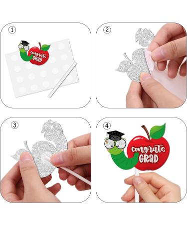 18pcs Glitter Drawing Block Dessert Cupcake Topper Congrats Kindergarten Grad Theme Decorations 2024 Preschool Graduation Party Decor Supplies - Buy Online on GoSupps.com
