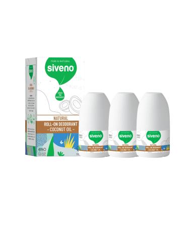Siveno All Natural Deodorant Roll-On | Aluminum Free Deodorant for Women & Men | Organic Vegan | Fresh Non Staining Non Irritating | Cruelty Free Non Toxic Paraben Free | Coconut Oil Pack of 3 Coconut 1.76 Fl Oz (Pack of 3)