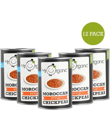 Mr Organic Moroccan Style Chickpeas - Moroccan Inspired Flavours - High Fibre - Vegan-Friendly - Perfectly Spiced Chickpeas - Versatile Ingredient for Moroccan-inspired Dishes - Pack of 12 Moroccan Spiced 400 g (Pack of 12) - Buy Online on GoSupps.com