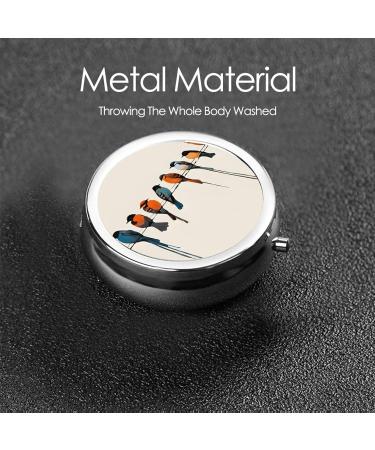 Colorful Bird Printed Mini Round Pill Box | 3 Compartment Travel Organizer | Portable Medicine Case for Home & Office - Buy Online on GoSupps.com
