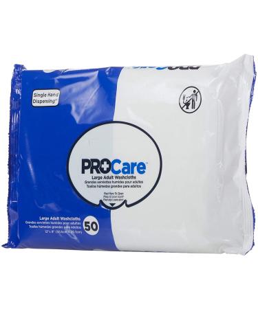 ProCare Washcloth Wipe, 8"x12", Soft Pack, 50 Pack, Vitamin E/Aloe, CRW-050 - Case of 600